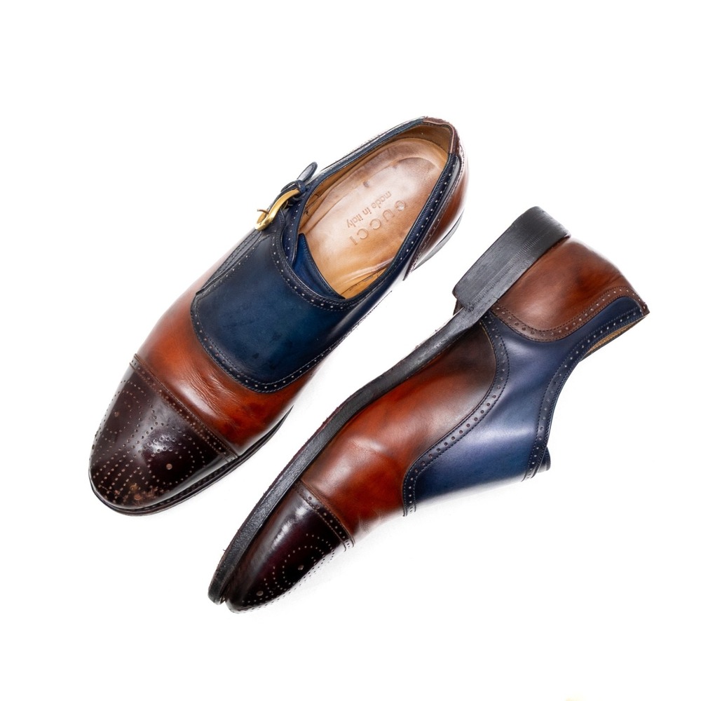 Gucci Men's 5 Tone Leather Monk Strap Brogue Cap Toe Dress Shoes UK 8.5 / US 9 - Picture 7 of 15